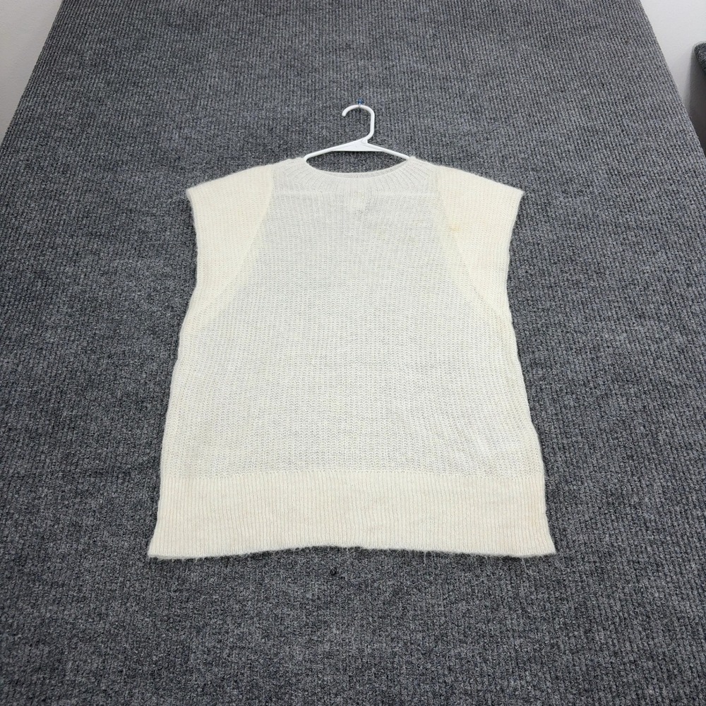 Banana Republic Sweater Vest Womens L Cream Wool Blend Cap Sleeve Knit Chic